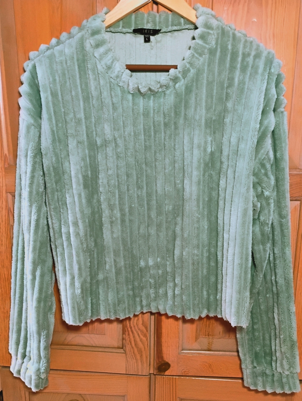 Iris Mint Green Faux Fur Sweater size Large